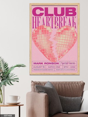 Evine Moda Club Heart Break Tek Parça Ahşap Çerçeveli Tablo