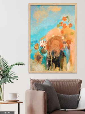 Evine Moda Soyut Turuncu Figürlü Tek Parça Ahşap Çerçeveli Tablo