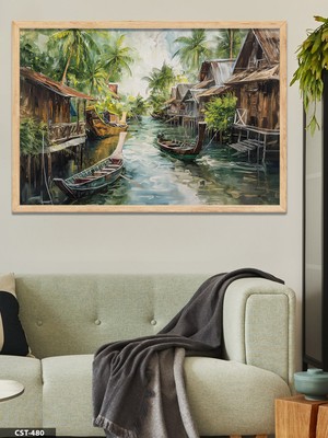 Evine Moda Kanaldaki Evler Tek Parça Ahşap Çerçeveli Tablo