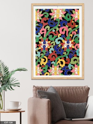 Evine Moda Soyut Renkli Desen Tek Parça Ahşap Çerçeveli Tablo