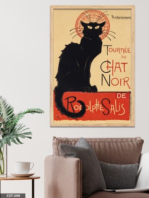 Evine Moda Kara Kedi Turu Tek Parça Ahşap Çerçeveli Tablo