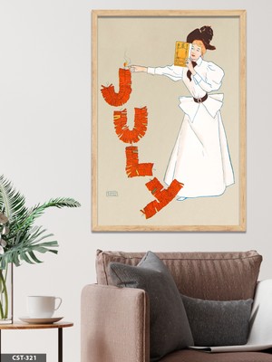 Evine Moda July Yazısı Kadın Tek Parça Ahşap Çerçeveli Tablo
