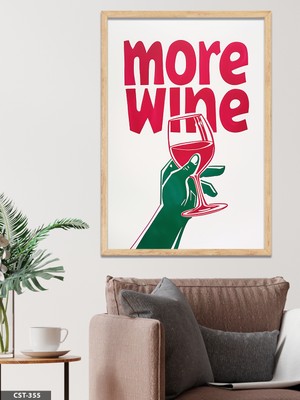Evine Moda More Wıne Kadeh Tek Parça Ahşap Çerçeveli Tablo