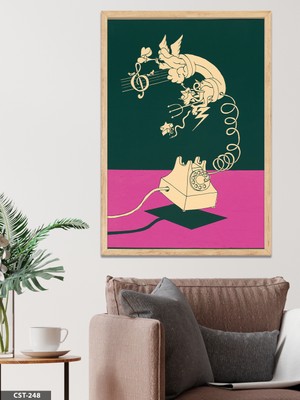 Evine Moda Lanny Sommese Telefon Tek Parça Ahşap Çerçeveli Tablo