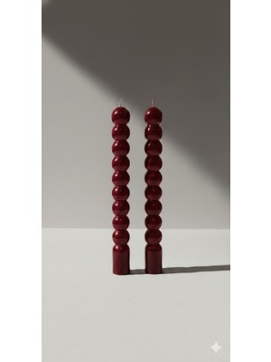 Maison Avf 2'li Set Bordo Bubble Sütun Dekoratif Şamdan Mum