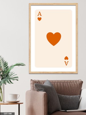 Evine Moda Turuncu Kalp Ası Tek Parça Ahşap Çerçeveli Tablo