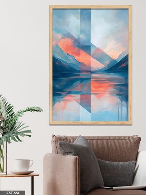 Evine Moda Yansıma Manzara Tek Parça Ahşap Çerçeveli Tablo