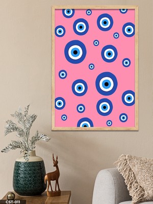 Evine Moda Nazar Boncuğu Tek Parça Ahşap Çerçeveli Tablo