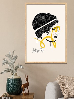 Evine Moda Antique Ink Sanatsal Art Tek Parça Ahşap Çerçeveli Tablo