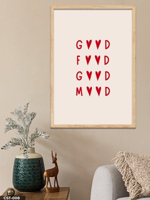 Evine Moda Good Food, Good Mood Tek Parça Ahşap Çerçeveli Tablo