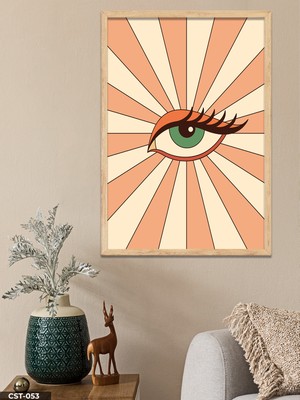 Evine Moda Yeşil Göz Tek Parça Ahşap Çerçeveli Tablo