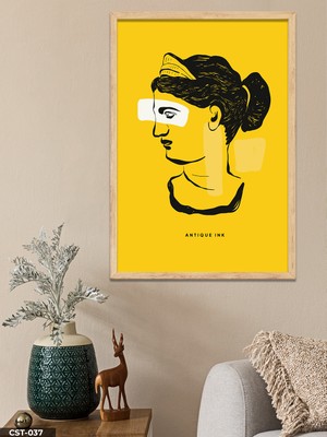 Evine Moda Antique Ink Sanatsal Art Tek Parça Ahşap Çerçeveli Tablo