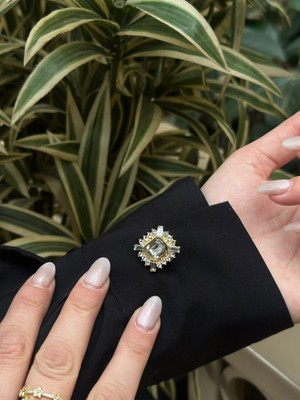 Renda Accessory Renda Köşeli Zirkon Taş Düğme Kapağı (1 Adet)