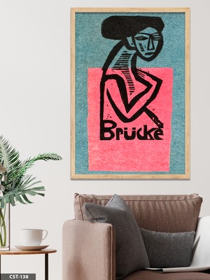 Evine Moda Pembe Fonlu Brücke Yazılı Tek Parça Ahşap Çerçeveli Tablo