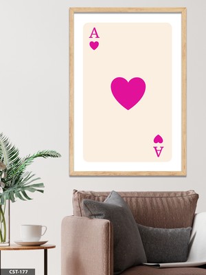 Evine Moda Kupa Ası - Morumsu Pembe Tek Parça Ahşap Çerçeveli Tablo