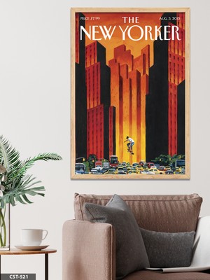 Evine Moda The New Yorker Poster Tek Parça Ahşap Çerçeveli Tablo