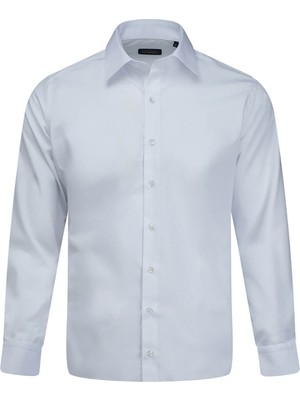 Hatemoğlu Beyaz Klasik Fit Slim Yaka Pamuklu Uzun Kollu Klasik Gömlek