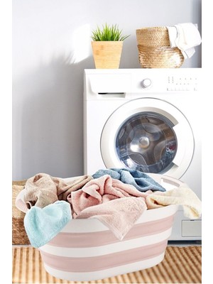 Pazarika Katlanır Çamaşır Sepeti 25 Lt Çamaşır Selesi Akardiyon Pembe Pembe