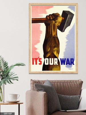 Evine Moda It's Our War - Bu Bizim Savaşımız Tek Parça Ahşap Çerçeveli Tablo