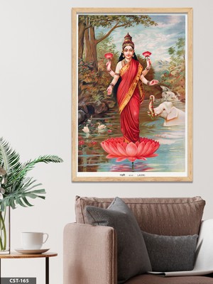 Evine Moda Gaja Lakshmi (Fillerle Birlikte Lakshmi) Tek Parça Ahşap Çerçeveli Tablo