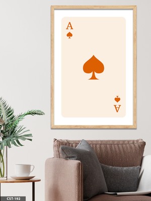 Evine Moda Beyaz Kupa Ası Tek Parça Ahşap Çerçeveli Tablo