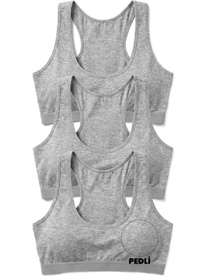 Öts Kız Çocuk Büstiyer 3'lü Kalın Askılı, Sporcu Kesim, Pedli (%96 Pamuk - %4 Elastan)