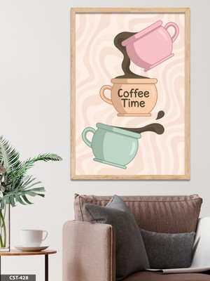 Evine Moda Coffee Time Tek Parça Ahşap Çerçeveli Tablo