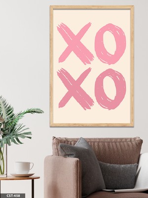 Evine Moda Xoxo Tek Parça Ahşap Çerçeveli Tablo