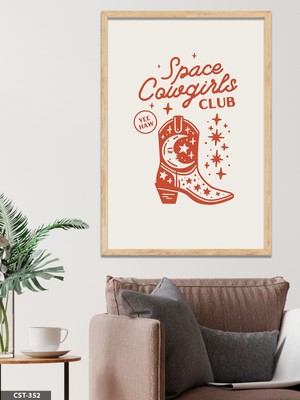Evine Moda Yıldızlı Kovboy Çizmesi Tek Parça Ahşap Çerçeveli Tablo