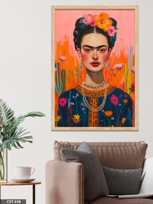 Evine Moda Frida Kahlo Tek Parça Ahşap Çerçeveli Tablo