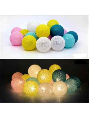 MiraLive 2 M 10 Lu Işıklı Renkli Top Dekoratif Süs Pilli