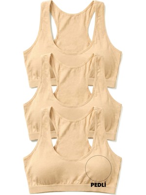 Öts Kız Çocuk Büstiyer 3'lü Kalın Askılı, Sporcu Kesim, Pedli (%96 Pamuk - %4 Elastan)