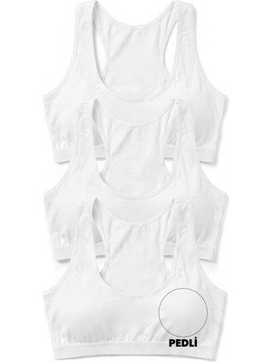 Öts Kız Çocuk Büstiyer 3'lü Kalın Askılı, Sporcu Kesim, Pedli (%96 Pamuk - %4 Elastan)