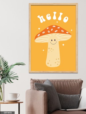 Evine Moda Hello Yazılı Mantar Tek Parça Ahşap Çerçeveli Tablo