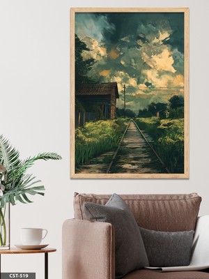 Evine Moda Tren Yolu Tek Parça Ahşap Çerçeveli Tablo