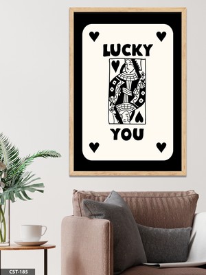 Evine Moda Siyah "lucky You" Kartı Tek Parça Ahşap Çerçeveli Tablo