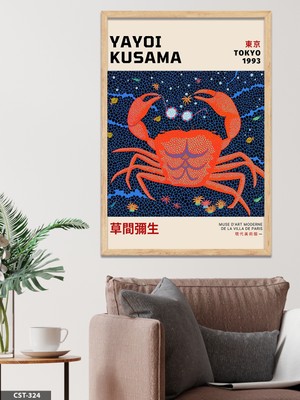 Evine Moda Yayoi Kusama Tokyo 1993 Yengeç Tek Parça Ahşap Çerçeveli Tablo