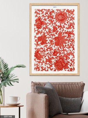 Evine Moda Kırmızı Beyaz Desenli Tek Parça Ahşap Çerçeveli Tablo