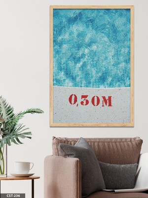 Evine Moda Yüzme Havuzunun Derinliği Tek Parça Ahşap Çerçeveli Tablo