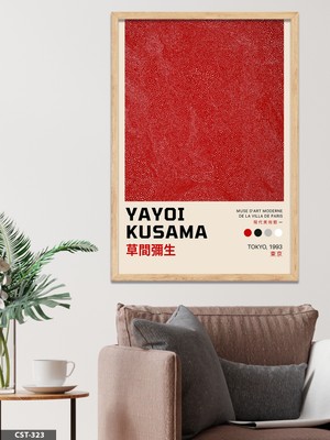 Evine Moda Yayoi Kusama Tokyo 1993 Kırmızı Tek Parça Ahşap Çerçeveli Tablo