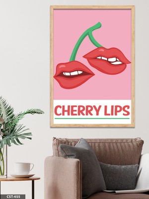 Evine Moda Cherry Lips Tek Parça Ahşap Çerçeveli Tablo