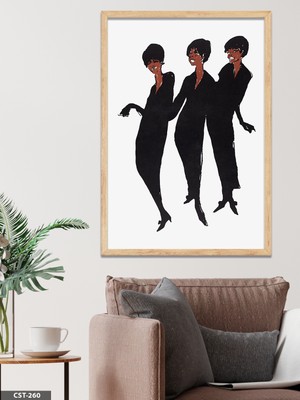 Evine Moda 3 Gülen Kadın Tek Parça Ahşap Çerçeveli Tablo