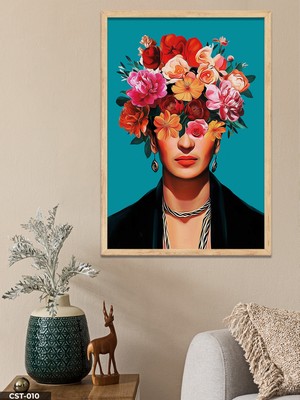 Evine Moda Kahlo Tek Parça Ahşap Çerçeveli Tablo