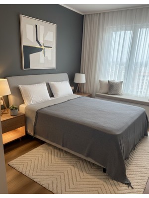 Monochrome %100 Organik Pamuk 4 Kat Müslin Çok Amaçlı Yatak Örtüsü ve Pike (240X250 Cm)