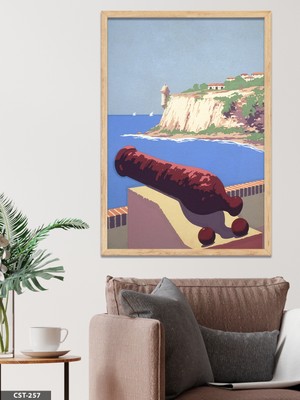 Evine Moda Sahil Kulesi Tek Parça Ahşap Çerçeveli Tablo