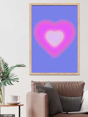 Evine Moda Pembe Kalp Tek Parça Ahşap Çerçeveli Tablo