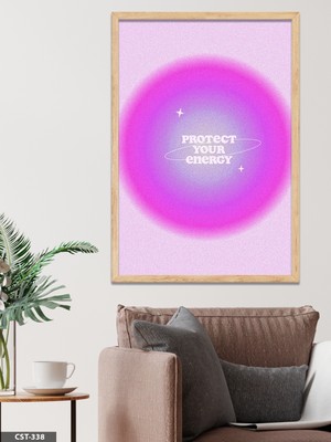 Evine Moda Protect Your Energy, Enejinizi Koruyun Tek Parça Ahşap Çerçeveli Tablo