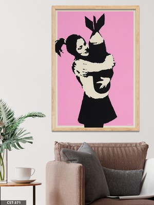 Evine Moda Banksy Bomb Hugger Tek Parça Ahşap Çerçeveli Tablo