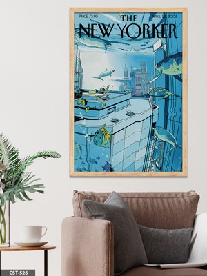 Evine Moda The New Yorker Poster Balık Tek Parça Ahşap Çerçeveli Tablo