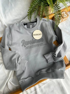 bebexy Revolution Yazılı Gri Sweat